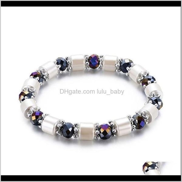 

beaded, strands drop delivery 2021 kleeder white stone magnetic therapy slimming bracelets fashion jewelry hematite stretch beaded bracelet, Black