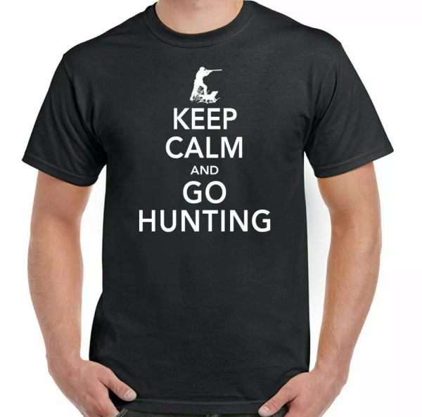 

hunting t-shirt keep calm & go mens funny hunter t-shirt, White;black