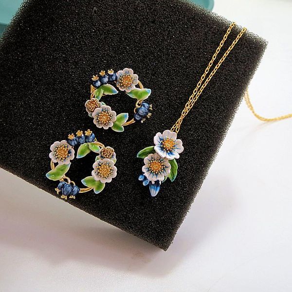 

chains zahmcos drip romance, is the middle necklace 607 big-name painted enamel silver earrings female flowers