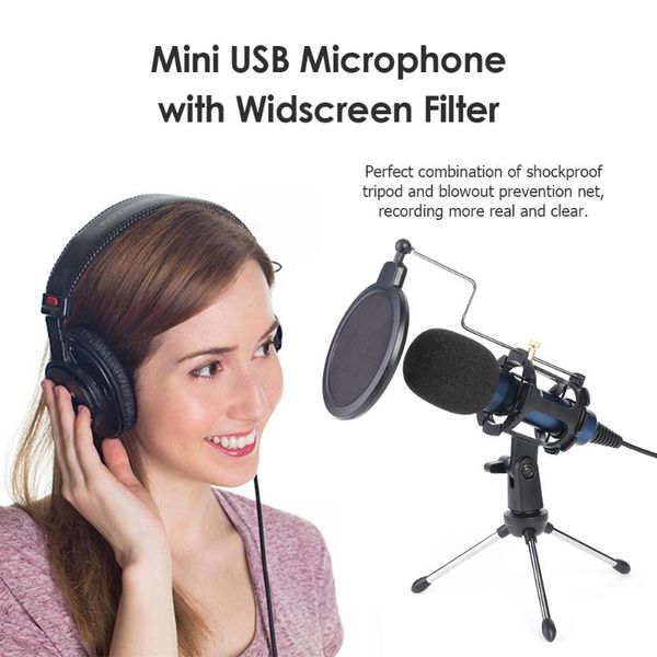 

microphones usb condenser desk microphone with mount windscreen mini tripod recording gaming mic for ps4 computer desklappc