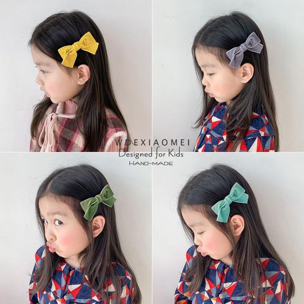 

hair accessories cute colour bows clip hairpins women girls hairgrips sweet velvet bowknot pin barrettes fashion kids, Slivery;white