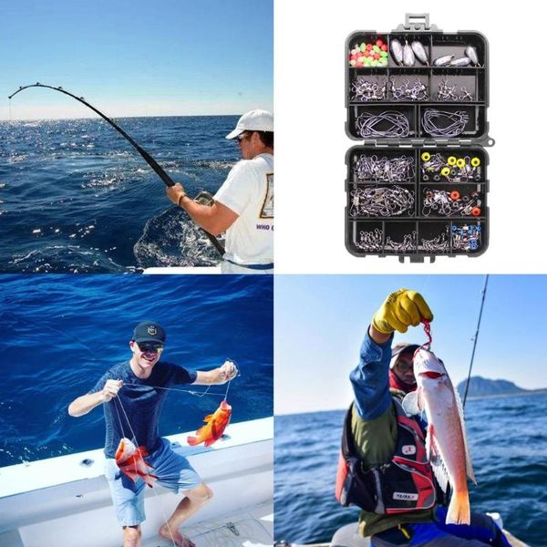 

160/187pcs fishing accessories kit jig hooks sinkers set with tackle box