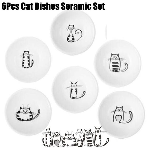 

dishes & plates 6pcs japanese cat ceramic serving and mini snack salad dinner tray sauce oven baking dish tableware set