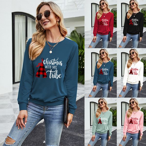 

autumn and winter christma's long sleeve letter pattern printing casual loose outer wearing sweater, Black