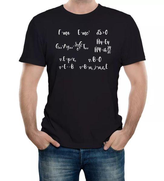 

greatest science equations mens t-shirt einstein newton physics maths quantum, White;black