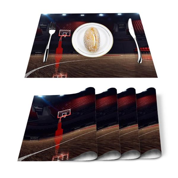 

table runner 4/6 pcs cotton linen placemat basketball court game mats napkins fashion design tableware kitchen tool