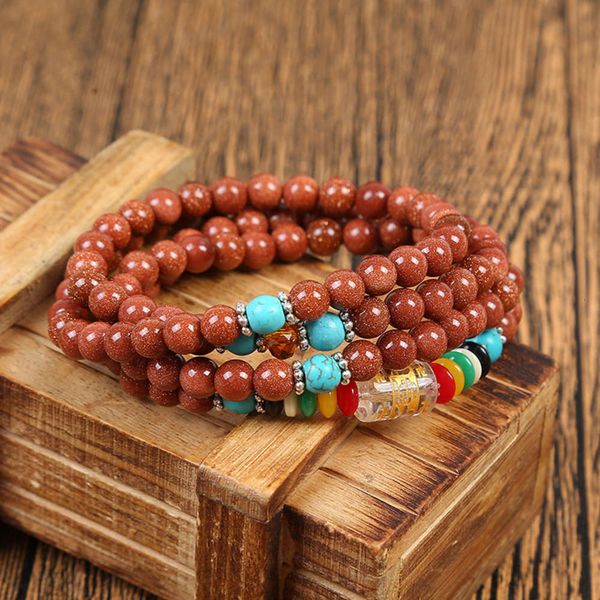 

strands 108 natural jinsha stone buddha beads bracelet, Black