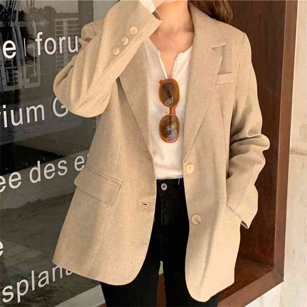 

autumn casual women blazer jacket korean work office lady suit coat female slim business simple loose fashion all-match outwear 210514, White;black