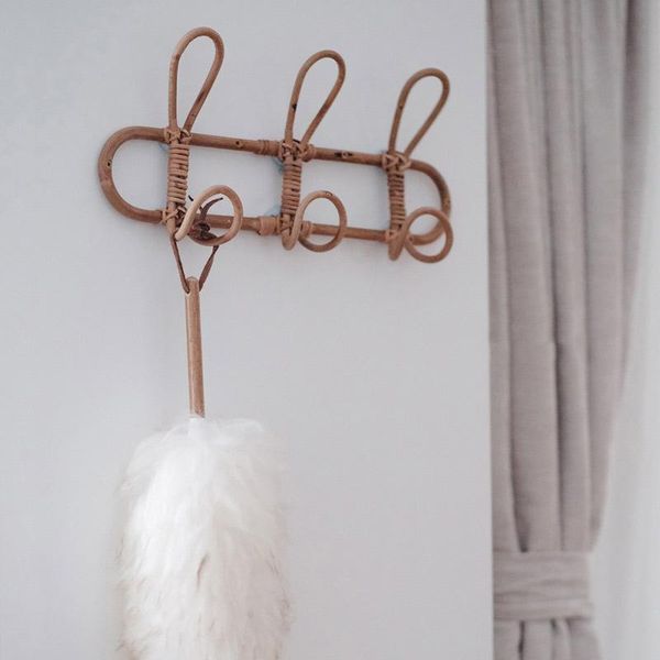 

garment wall hooks hat and clothes organizer hanger rattan rack great as kids room decoration pldi889 & rails