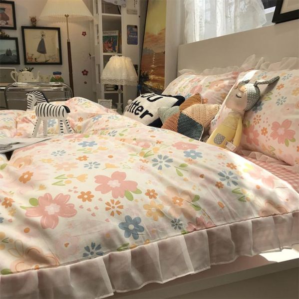 

romantic pastiral flower bedding set 1.2 1.5 1.8 2.0,cotton twin full  king home textile bed sheet pillow case quilt cover sets