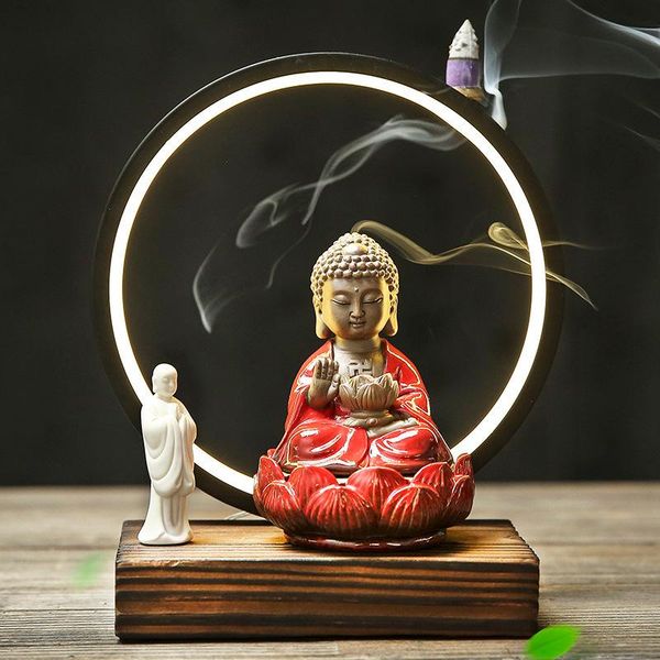 

ceramic lamp circle tathagata monk backflow incense home zen tray burner multipurpose gift furnishings fragrance lamps