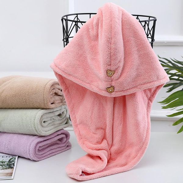 

towel dry hair cap coral velvet absorbent quick drying double thick shower cartoon