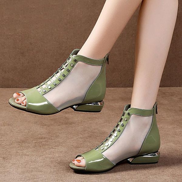 

sandals gladiator peep toe ankle boots 2021 summer shoes ladies mesh sandalias botas cover heels cross-tied breathable 9060c, Black