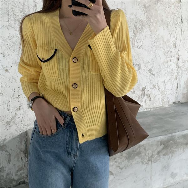 

women's knits & tees stylish loose cardigans v-neck thin women 2021 fashion lady ol all match coats high waist knitted sweaters kk1e, White