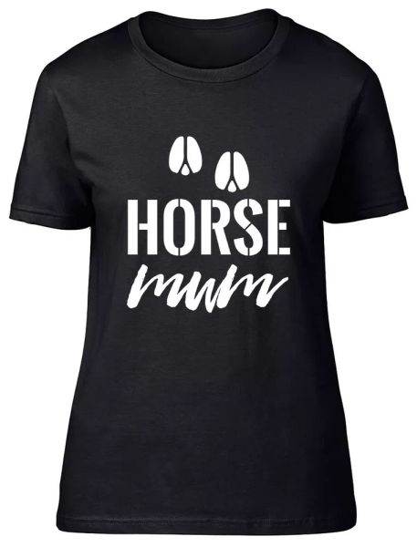 

horse mum fitted womens ladies t shirt, White;black