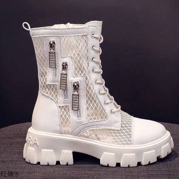 

dress shoes boots summer thin 2021 mesh hollow breathable women's white short, Black