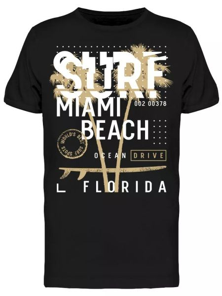

shiny surf miami beach tee men's -image by shutterstock, White;black