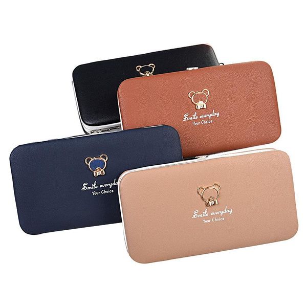 

wallets women cartoon ladies wallet long simple student leather bag wrist strap multifunction woman, Red;black