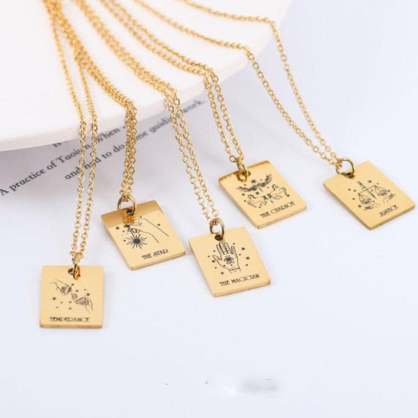 

chains the horoscope couple tarot card ladies gold steel pendant necklace, Silver