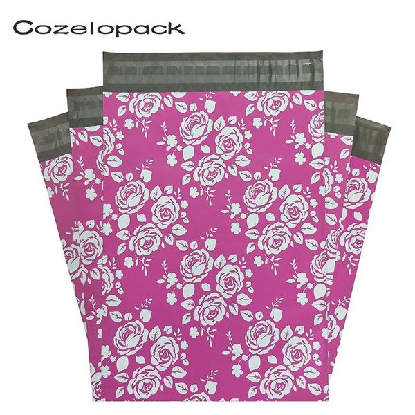 

50pcs poly mailer envelopes bags in rose design with self adhesive, postal packing