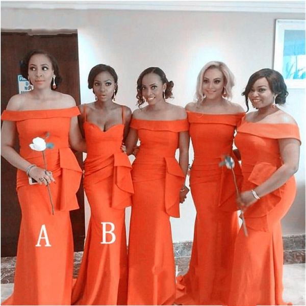 

bridesmaid dress robe demoiselle d'honneur 2 style mermaid orange bridemaid dresses satin formal wedding party gowns prom, White;pink