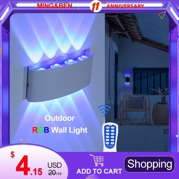 

outdoor wall lamp colorful rgb control garden decoration waterproof aluminum no flicker mounted outside balcony lighting lamps
