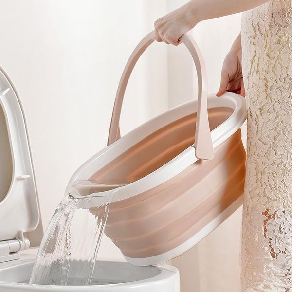 

buckets folding plastic mop bucket camping wash with handle collapsible floor cleaning fishing car