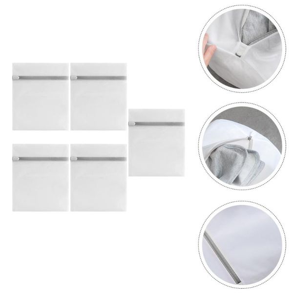 

5pcs washing bag laundry reusable mesh for pets (white) bags