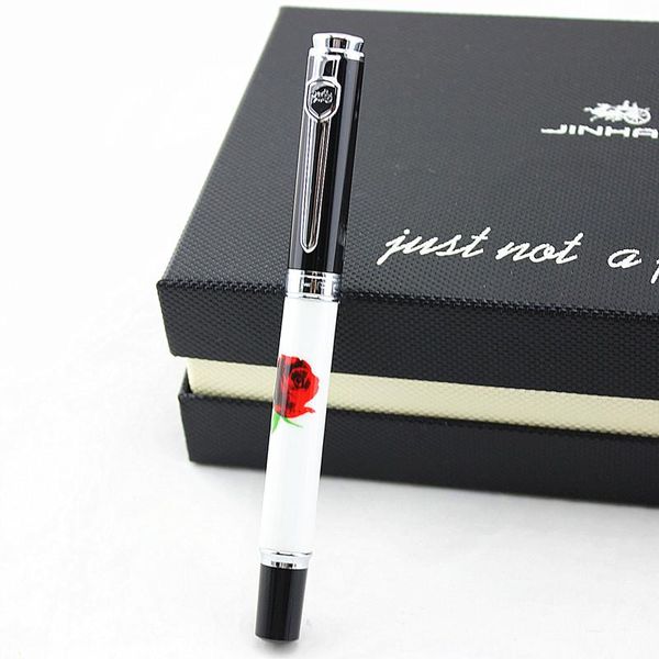 

creative jinhao 8802 ceramic plum blossom iraurita fountain pens metal wood ink pen for school office writing stationer