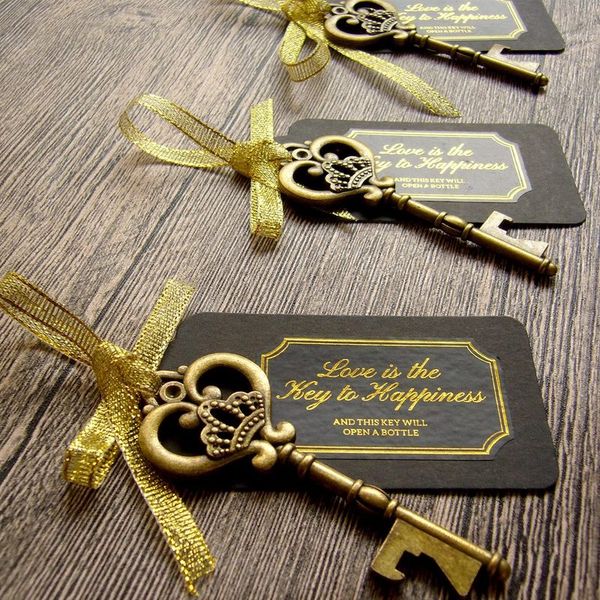 

s50 heavy metal big skull keys wedding band tags favors (the same appearance on the blackboard), vintage bridal gift corkscrew (ancient gold, Black