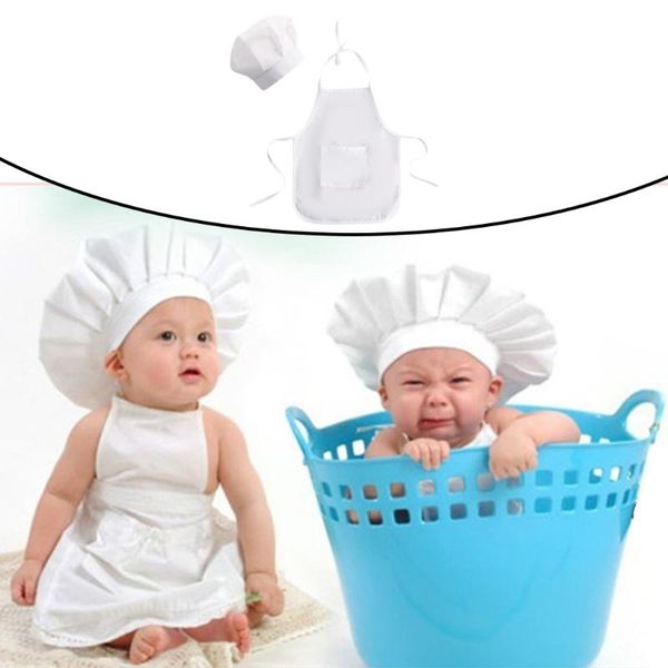 

caps & hats breathable soft cotton baby infant born pography prop boys girls chef apron hat cook outfits costume for kids suit, Yellow