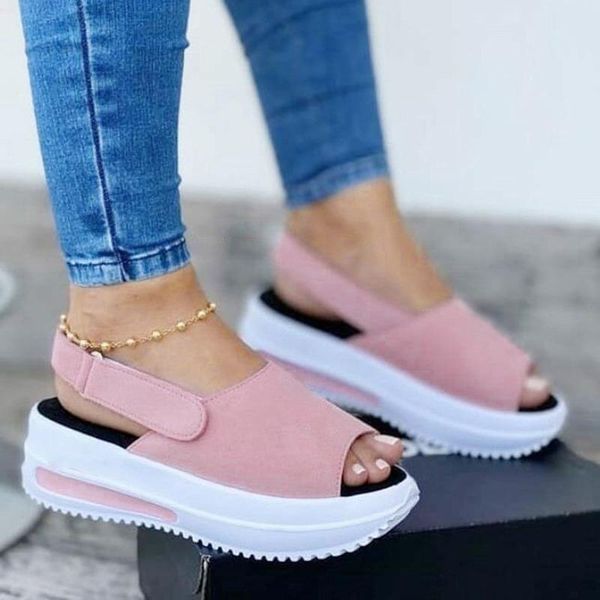 

slippers 2021 shoes women platform sandals stretch fabric summer women's comfort walking ladies sandalias female casual footwear, Black