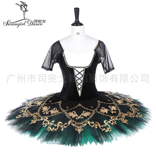 

black green la esmeralda professional tutu women custom comeptition ballet tutu stage costumes for girls bt2023, Black;red