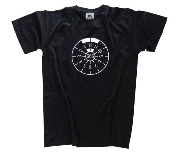 

hoelle tÃ¼v plaque tÃ¼v car hÃ¶lle 666 satan bright t-shirt s - 3xl, White;black