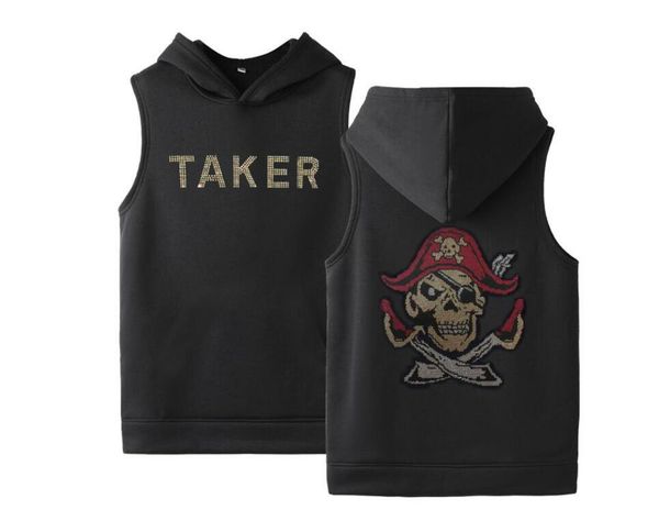 

hooded sweatshirt men men's vest with hat brand design drop shipping, Black