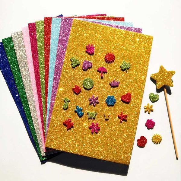 

10pcs sequin sponge paper handmade diy material kindergarten supplies thick self-adhesive gold powder eva single-sided flash gift wrap