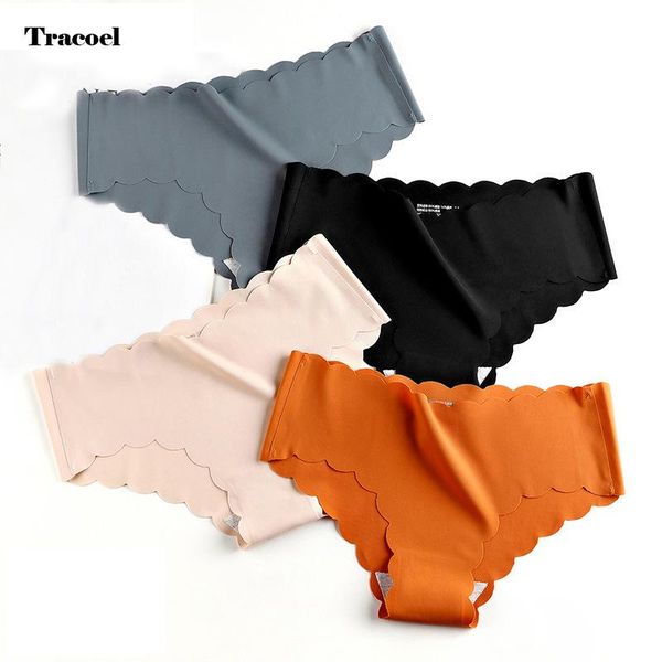 

women's panties tracoel low rise seamless for women underwear breathable silk soft underpants drop panty lingerie, Black;pink