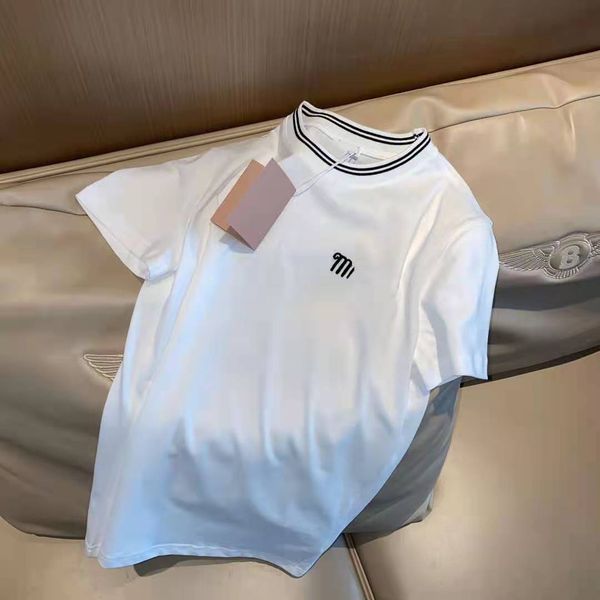 

luxury design year fashion summer letter embroidery white short round neck loose and thin female half sleeve t-shirt