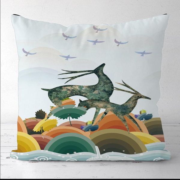 

pillow case custom elk color square pillowcases cover decor for sofa bed room cushion 45x45cm(one side)21-0829-33