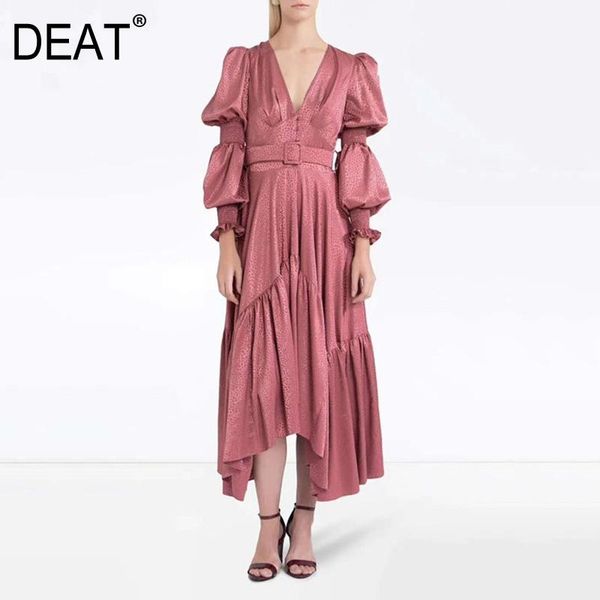 

casual dresses deat 2021 autumn and winter fashion v-neck bubble sleeve high waist belt leopard print loose mid length dress 7b0388, Black;gray