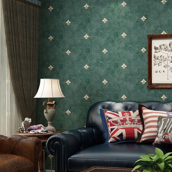

wallpapers american country style dark green wallpaper retro european bedroom living room television background wall