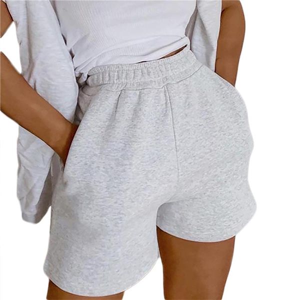 

women's shorts women casual elastic waist basic loose lounge with pockets harajuku workout running jersey sweat short trousers, White;black