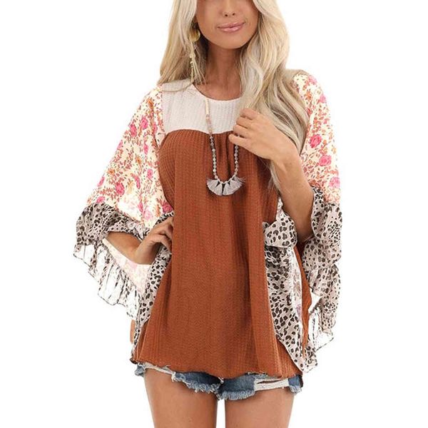 

women's t-shirt women printing bat long sleeve patchwork casual knitting spring crew neck daily soft autumn winter loose pullover sst2, White