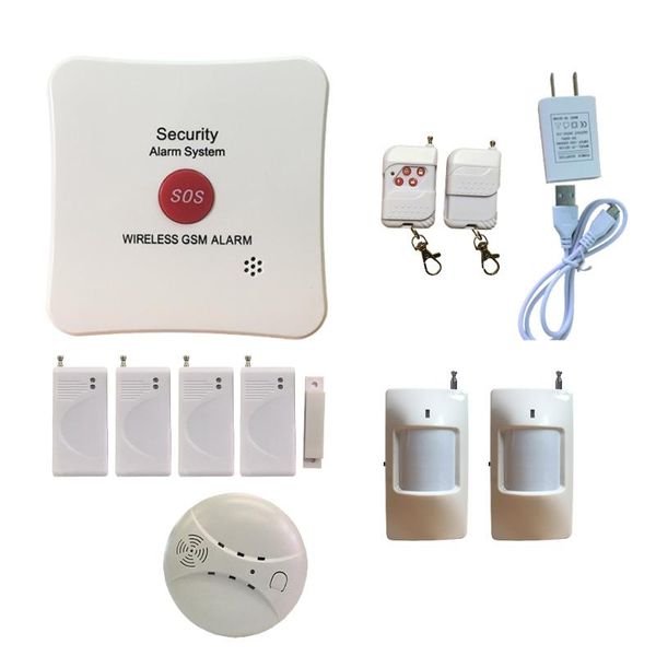 

alarm systems wireless gsm sos system door magnet sensor security home siren pir movtion detector