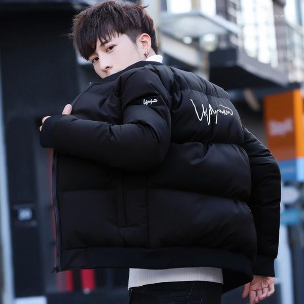

men's winter coat 2021 leisure down cotton youth korean short warm & parkas, Black