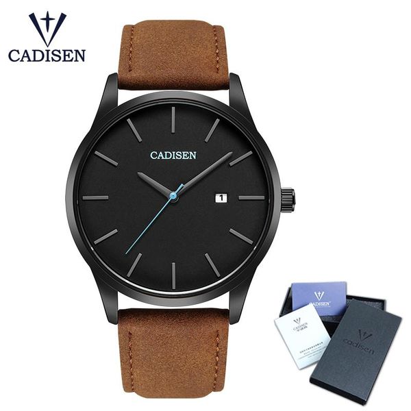 

wristwatches brand cadisen men's watch all steel famous business quartz waterproof clock relogio masculino, Slivery;brown