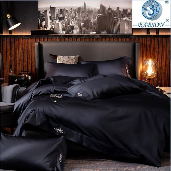 

bedding sets 2021 egyptian cotton  king size embroidery bed duvet cover sheets/fitted sheet linen set el