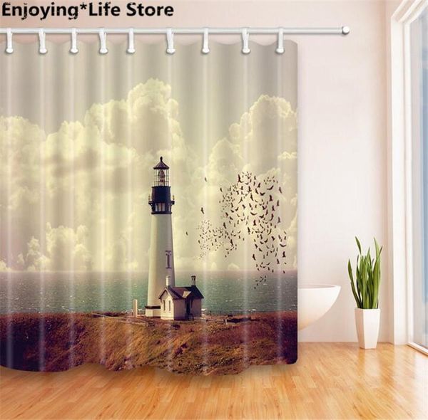 

shower curtains lighthouse at dusk curtain waterproof fabric bathroom decoration 72inch x72inch with 12 hooks