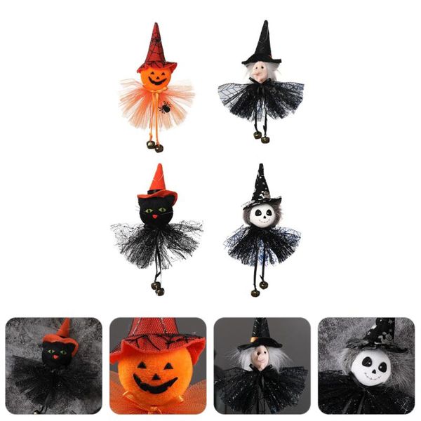 

gift wrap 4pcs party decoration pumpkin ghost witch cat charm pendant with bells