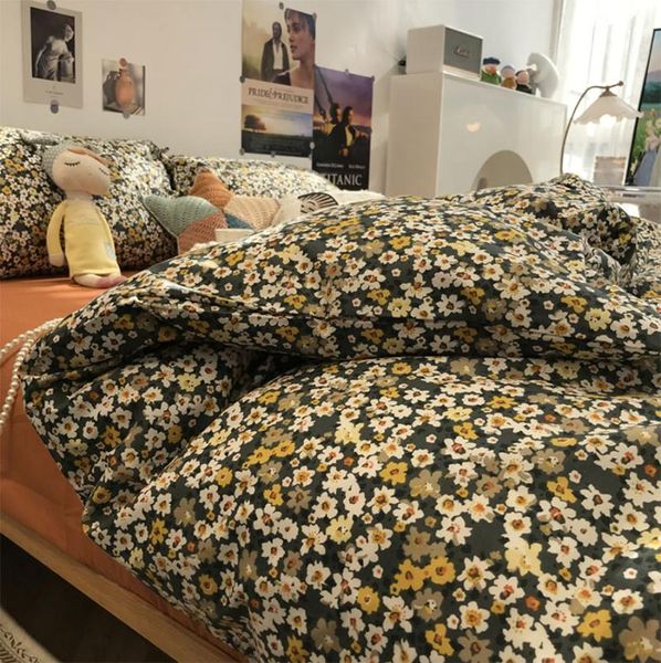 

bedding sets american country flower set,single double cotton twin full  king home textile bed sheet pillow case quilt cover